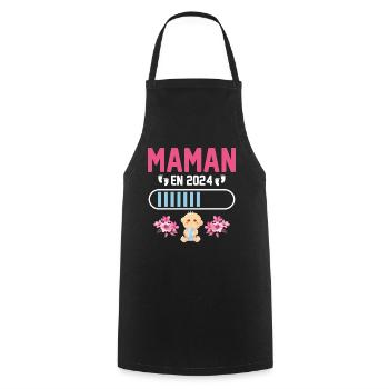 Maman En 2024 - Tablier de cuisine - noir - Devant - AI Model Male 185 dark (185cm)