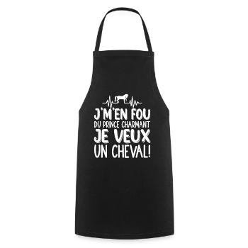 Je M'en Fou Du Prince Charmant Je Veux Un Cheval - Tablier de cuisine - noir - Devant - AI Model Male 185 dark (185cm)