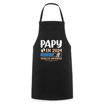 Papy En 2024 Veuillez Patienter - Tablier de cuisine - noir - Devant - AI Model Male 185 dark (185cm)