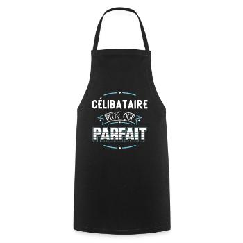 Célibataire idée cadeau Couple Humour Citation - Tablier de cuisine - noir - Devant - AI Model Male 185 dark (185cm)