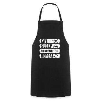Manger Dormir Volleyball Répéter - Tablier de cuisine - noir - Devant - AI Model Male 185 dark (185cm)