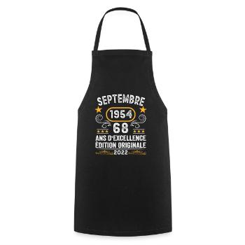 Septembre 1954 68 Ans Anniversaire Idée Cadeau - Tablier de cuisine - noir - Devant - AI Model Male 185 dark (185cm)
