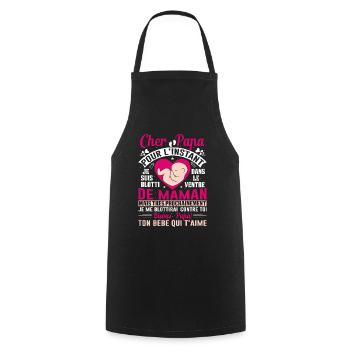 Naissance Enceinte Humour Idée Cadeau Papa Amour - Tablier de cuisine - noir - Devant - AI Model Male 185 dark (185cm)