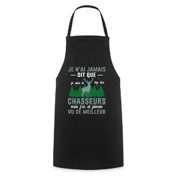Chasser Fête Des Pères Idée Cadeau Papa Noël Cerf - Tablier de cuisine - noir - Devant - AI Model Male 185 dark (185cm)