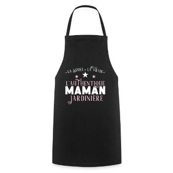 Maman Jardinière idée cadeau Jardin, Paysagiste - Tablier de cuisine - noir - Devant - AI Model Male 185 dark (185cm)