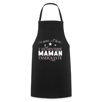 Maman Enseignante humour professeure Idée Cadeau - Tablier de cuisine - noir - Devant - AI Model Male 185 dark (185cm)