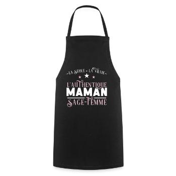 Sage femme idée cadeau métier humour, naissance - Tablier de cuisine - noir - Devant - AI Model Male 185 dark (185cm)