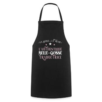 Traductrice Idée Cadeau Métier Citation Traduction - Tablier de cuisine - noir - Devant - AI Model Male 185 dark (185cm)
