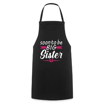 Bientôt Grande Sœur Enceinte Maman Grossesse - Tablier de cuisine - noir - Devant - AI Model Male 185 dark (185cm)