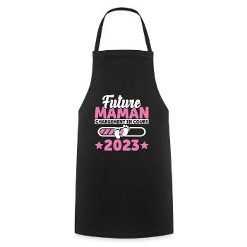 Future Maman 2023 Enceinte Idée Cadeau Amour Coeur - Tablier de cuisine - noir - Devant - AI Model Male 185 dark (185cm)