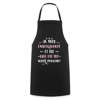 Enseignante humour professeure Idée Cadeau Drôle - Tablier de cuisine - noir - Devant - AI Model Male 185 dark (185cm)