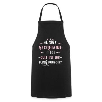 Secrétaire Idée Cadeau Métier Citation Humour - Tablier de cuisine - noir - Devant - AI Model Male 185 dark (185cm)