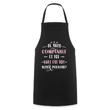 Comptable idée cadeau métier citations profession - Tablier de cuisine - noir - Devant - AI Model Male 185 dark (185cm)