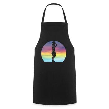 Netball Player Geschenk Retro Sonnenuntergang Netball Liebhaber - Kochschürze - Schwarz - Vorne - AI Model Male 185 dark (185cm)