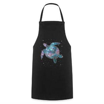 Space Sea Turtle Voie lactée Galaxie Nébuleuse Univers - Tablier de cuisine - noir - Devant - AI Model Male 185 dark (185cm)