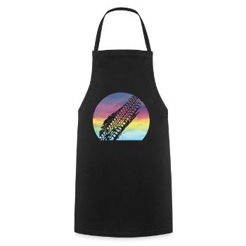 Mudding Retro Sunset Cute Mudding Tire Track ATV - Cooking Apron - black - Front - AI Model Male 185 dark (185cm)