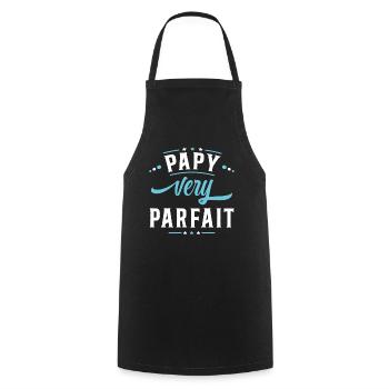 Papy idée cadeau grand père humour citation humour - Tablier de cuisine - noir - Devant - AI Model Male 185 dark (185cm)