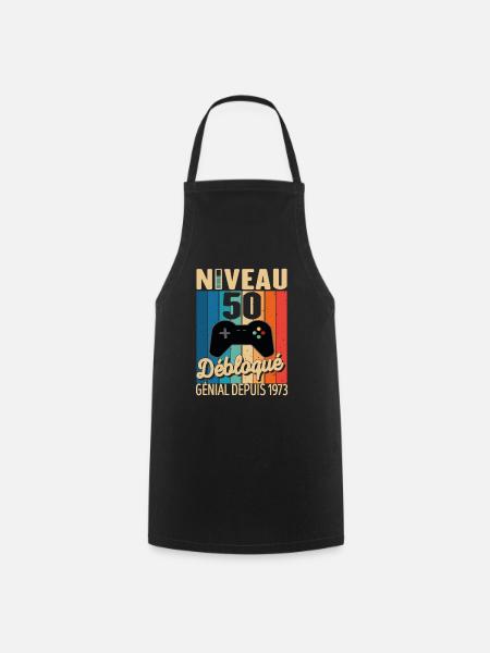 50 Ans 1973 Anniversaire Cadeau Citation Gamer - Tablier de cuisine - noir