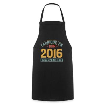 Fabriqué En Juin 2016 Anniversaire Cadeau Vintage - Tablier de cuisine - noir - Devant - AI Model Male 185 dark (185cm)
