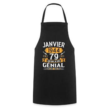Janvier 1944 79 Ans Anniversaire Vintage Cadeau - Tablier de cuisine - noir - Devant - AI Model Male 185 dark (185cm)