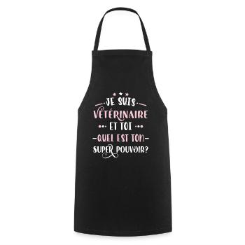 Vétérinaire idée cadeau métier Citation humour - Tablier de cuisine - noir - Devant - AI Model Male 185 dark (185cm)