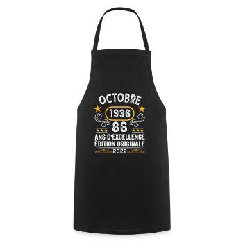 Octobre 1936 86 Ans Anniversaire Idée Cadeau Rétro - Tablier de cuisine - noir - Devant - AI Model Male 185 dark (185cm)