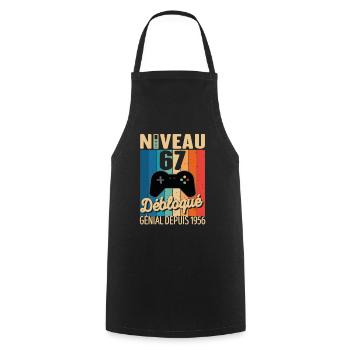 67 Ans 1956 Anniversaire Cadeau Citation Gamer - Tablier de cuisine - noir - Devant - AI Model Male 185 dark (185cm)
