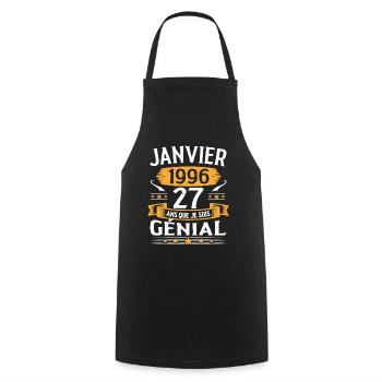 Janvier 1996 27 Ans Anniversaire Vintage Cadeau - Tablier de cuisine - noir - Devant - AI Model Male 185 dark (185cm)