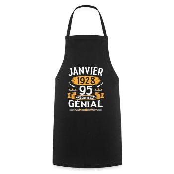 Janvier 1928 95 Ans Anniversaire Vintage Cadeau - Tablier de cuisine - noir - Devant - AI Model Male 185 dark (185cm)