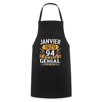 Janvier 1929 94 Ans Anniversaire Vintage Cadeau - Tablier de cuisine - noir - Devant - AI Model Male 185 dark (185cm)