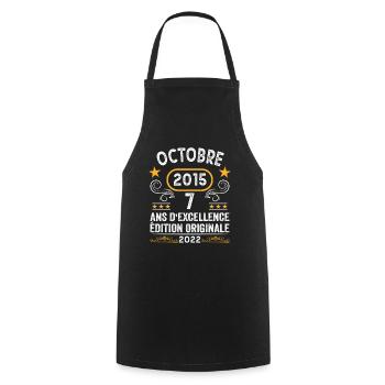 Octobre 2015 7 Ans Anniversaire Idée Cadeau Rétro - Tablier de cuisine - noir - Devant - AI Model Male 185 dark (185cm)