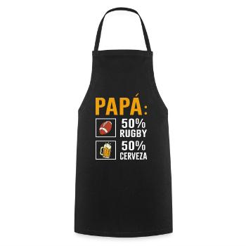 Papa 50% Rugby 50% Bière Cadeau De Fête Des Pères - Tablier de cuisine - noir - Devant - AI Model Male 185 dark (185cm)