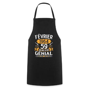 Février 1964 59 Ans Anniversaire Vintage Cadeau - Tablier de cuisine - noir - Devant - AI Model Male 185 dark (185cm)