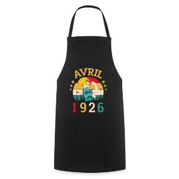 Avril 1926 Anniversaire Idée Cadeau Vintage 1926 - Tablier de cuisine - noir - Devant - AI Model Male 185 dark (185cm)