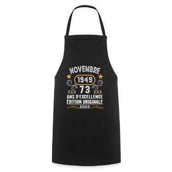 Novembre 1949 73 Ans Anniversaire Idée Cadeau - Tablier de cuisine - noir - Devant - AI Model Male 185 dark (185cm)