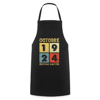 Anniversaire Vintage Idée Cadeau Octobre 1924 - Tablier de cuisine - noir - Devant - AI Model Male 185 dark (185cm)