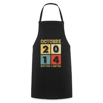 Anniversaire Vintage Idée Cadeau Octobre 2014 - Tablier de cuisine - noir - Devant - AI Model Male 185 dark (185cm)