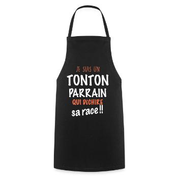 Tonton Parrain Le Mien Déchire - Tablier de cuisine - noir - Devant - AI Model Male 185 dark (185cm)