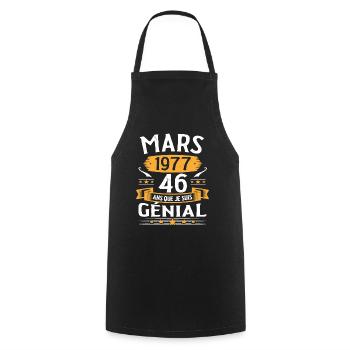Mars 1977 46 Ans Que Je Suis Génial Anniversaire - Tablier de cuisine - noir - Devant - AI Model Male 185 dark (185cm)