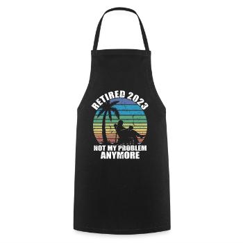 Retired 2023 Retirement Gift For Men & Women Funny - Cooking Apron - black - Front - AI Model Male 185 dark (185cm)