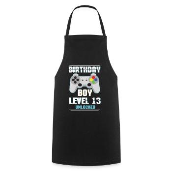Gamer Boy Video Game Lover Age 13 Level Unlocked - Cooking Apron - black - Front - AI Model Male 185 dark (185cm)