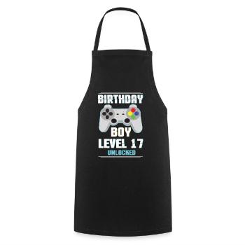 Gamer Boy Video Game Lover Age 17 Level Unlocked - Cooking Apron - black - Front - AI Model Male 185 dark (185cm)