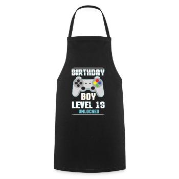 Gamer Boy Video Game Lover Age 19 Level Unlocked - Cooking Apron - black - Front - AI Model Male 185 dark (185cm)