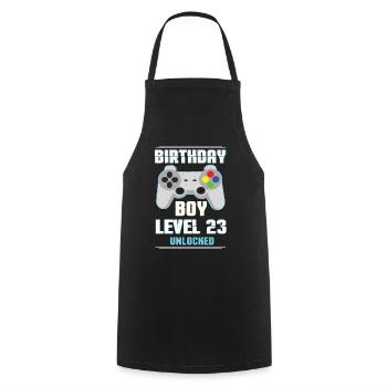 Gamer Boy Amateur de jeux vidéo Age 23 Niveau débloqué - Tablier de cuisine - noir - Devant - AI Model Male 185 dark (185cm)