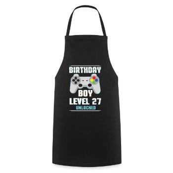 Gamer Boy Video Game Lover Age 27 Level Unlocked - Cooking Apron - black - Front - AI Model Male 185 dark (185cm)