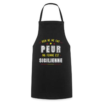 Sicile Humour pays Italie, drapeau italien, Couple - Tablier de cuisine - noir - Devant - AI Model Male 185 dark (185cm)