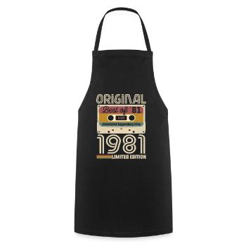 Vintage Geburtstag Original Geschenkidee 1981 - Kochschürze - Schwarz - Vorne - AI Model Male 185 dark (185cm)