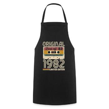 Vintage Geburtstag Original Geschenkidee 1982 - Kochschürze - Schwarz - Vorne - AI Model Male 185 dark (185cm)