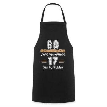 Anniversaire 60 ans, idée cadeau date de naissance - Tablier de cuisine - noir - Devant - AI Model Male 185 dark (185cm)