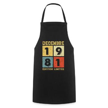 Anniversaire Vintage Idée Cadeau Décembre 1981 - Tablier de cuisine - noir - Devant - AI Model Male 185 dark (185cm)